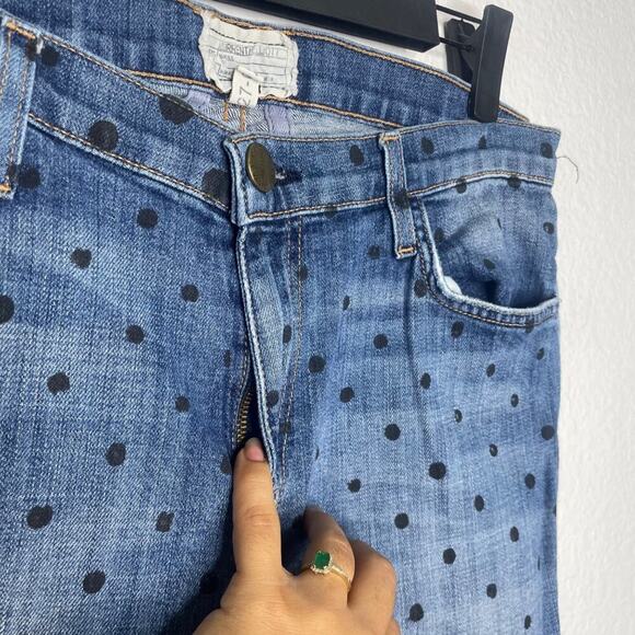 Current Elliott Womens Jeans Size 27 Denim Blue Polka Dot Skinny Leg Casual - Picture 13 of 14